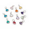 12Pcs 12 Color Faceted Glass Pendants PALLOY-JF01961-1