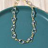 Brass Enamel Evil Eye Link Chain Necklaces NJEW-G183-01G-04-3