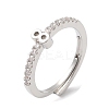 Rack Plating Brass Clear Cubic Zirconia Number 8 Adjustable Rings for Women RJEW-S407-09P-08-1