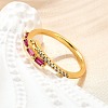 Brass Micro Pave Cubic Zirconia Cuff Rings for Women RJEW-H247-03G-1