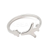 Non-Tarnish 304 Stainless Steel Star & Airplane Open Cuff Ring for Women RJEW-M149-12P-1