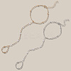 2Pcs 2 Colors Alloy Satellite Chains Finger Ring Bracelets for Women BJEW-CY0001-09-6