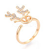 Antler Brass Micro Pave Clear Cubic Zirconia Cuff Ring Settings KK-T076-26G-1
