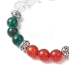 Natural Fuchsite & Carnelian & Quartz Crystal Round Beaded Stretch Bracelets for Men Women BJEW-TA00661-3