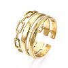 304 Stainless Steel Cable Chain Open Cuff Ring RJEW-T023-08G-3