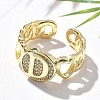 Brass Micro Pave Clear Cubic Zirconia Open Cuff Rings for Women RJEW-K289-02G-D-2