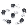 Brass Pave Clear Cubic Zirconia Box Clasps KK-N233-416P-2