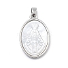 Brass Pave Carved Natural White Shell Religion Oval Pendants KK-D367-04P-D-1