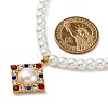 PVD Vacuum Plating 304 Stainless Steel Colorful Cubic Zirconia Rhombus Pendant Necklaces STAS-Z114-23G-5