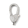 Brass Clear Cubic Zirconia Lobster Claw Clasps KK-Z078-46B-P-1