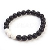 Natural Gemstone and Natural Dyed Lava Rock Stretch Bracelets Sets BJEW-JB03798-2