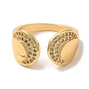 Rack Plating Brass Micro Pave Clear Cubic Zirconia Cuff Rings for Women RJEW-G325-13F-G-2