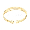 Brass Micro Pave Clear Cubic Zirconia 3-Line Open Cuff Bangles for Women BJEW-M312-06G-3