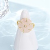 Flower Natural Mixed Stone Cuff Rings RJEW-G366-01G-3
