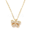 Brass Micro Pave Clear Cubic Zirconia Bowknot Pendant Necklaces for Women NJEW-S432-02G-02-1