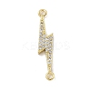 Rack Plating Brass Micro Pave Clear Cubic Zirconia Lightning Bolt Connector Charms KK-A234-067G-1