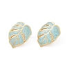 Ion Plating(IP) 304 Stainless Steel Leaf Stud Earrings EJEW-Z068-37G-01-8