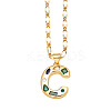 Brass Pave Colorful Cubic Zirconia Initial Pendant Necklaces FS-WG26597-03-1