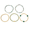 5Pcs St. Patrick's Day Brass & Acrylic & Glass Seed Bead Stretch Bracelets for Women MR9061-1-1