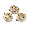 Eco-Friendly Rack Plating Brass Micro Pave Clear Cubic Zirconia Connector Charms KK-F853-31G-3