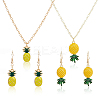 FIBLOOM 2 Sets 2 Style Alloy Pineapple Pendant Necklace & Dangle Earrings SJEW-FI0001-01-1