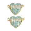 Brass Micro Pave Cubic Zirconia Heart Connector Charms KK-C114-26A-G-1