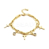 Brass Micro Pave Clear Cubic Zirconia Multi-strand Charm Bracelets BJEW-U020-16G-4