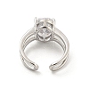 Oval Brass Micro Pave Clear Cubic Zirconia Open Cuff Rings RJEW-G309-37P-3