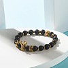 Electroplated Natural Lava Rock & Synthetic Howlite Beads Stretch Bracelets Set for Girl Women BJEW-JB06924-5