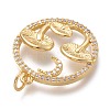 Autumn Theme Brass Micro Pave Clear Cubic Zirconia Pendants ZIRC-H104-01-G-3