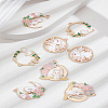 8Pcs 4 Styles Rabbit & Flower Alloy Enamel Pendants ENAM-LP0002-52-1
