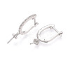 Brass Micro Pave Clear Cubic Zirconia Arch Hoop Earring Findings KK-T076-82P-2