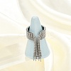 Round Ball Tassel 304 Stainless Steel Cuff Rings for Women RJEW-U039-03P-1