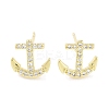 Brass Micro Pave Clear Cubic Zirconia Studs Earring EJEW-S217-G19-1