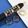316 Stainless Steel with Natural Mixed Gemstone Cuff Rings RJEW-Z098-01G-04-1
