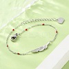 304 Stainless Steel Feather Link Bracelets for Women BJEW-A036-17P-3