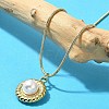 Shell Pearl Pendant Necklace with Ion Plating(IP) 304 Stainless Steel Chains NJEW-K255-19G-1