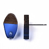 Transparent Resin & Walnut Wood Stud Earring Findings MAK-N032-010A-A01-4