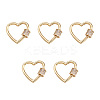 Brass Micro Pave Clear Cubic Zirconia Screw Carabiner Lock Charms ZIRC-E164-07G-1