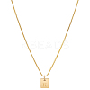 1Pc Stainless Steel Letter Rectangle Pendant Necklaces NJEW-LP0001-34K-G-1