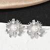Brass ABS Imitation Pearl Stud Earrings EJEW-M082-06P-4