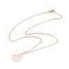 Natural Rose Quartz Teardrop Pendant Necklace X-NJEW-JN03900-01-1