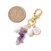 Natural & Synthetic Gemstone Chip & Flat Round with Number 0~9 Alloy Enamel Pendant Decorations HJEW-JM02358-3