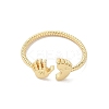 Footprint & Palm Brass Open Cuff Ring for Women LS-RJEW-A040-03G-2