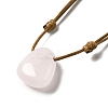 Natural Rose Quartz Triangle Pendant Necklace with Waxed Cord for Women NJEW-G093-01G-2