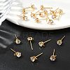 SHEGRACE Brass Clear Cubic Zirconia Flat Round Stud Earring Findings XGR0102G-117G-4