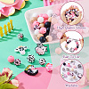 80Pcs Round & Cow Stripe Food Grade Eco-Friendly Silicone Focal Beads SIL-TA0002-68-5