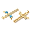Rack Plating Brass Micro Pave Cubic Zirconia Pendants KK-P268-17L-G-2