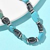 Natural Turquoise & Non-magnetic Synthetic Hematite Beaded Braided Bead Bracelets for Men Women BJEW-Z148-08P-02-4