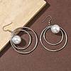 Electroplated 304 Stainless Steel Imitation Pearl Dangle Earrings EJEW-Z129-04P-3